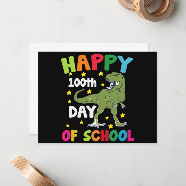 100 dagar på skolan Trex 100:e dagen i skolan  Anteckningskort (Fram/Back In Situ)