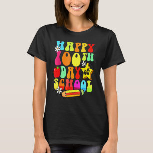 100 dagar Retro Groovy Lycklig 100-dagarsdag i sko T Shirt