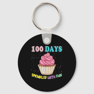 100 dagar Rosa av sprinklad Roligt Cupaka 100:e da Nyckelring