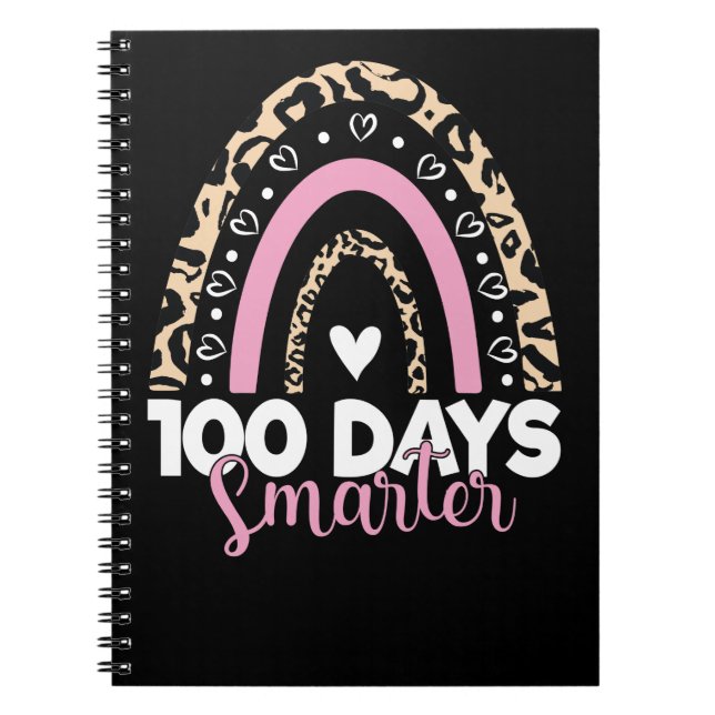100 dagar Samrter Lycklig 100 dagar av skolregnbåg Anteckningsbok (Framsidan)