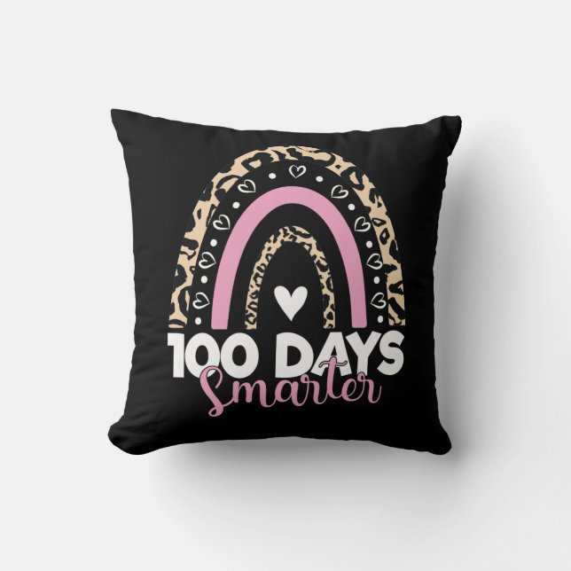 100 dagar Samrter Lycklig 100 dagar av skolregnbåg Kudde (Framsida)