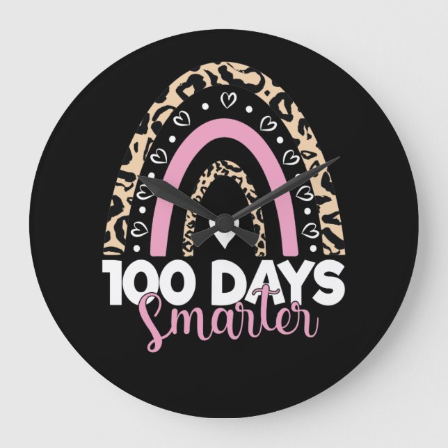 100 dagar Samrter Lycklig 100 dagar av skolregnbåg Stor Klocka (Framsida)