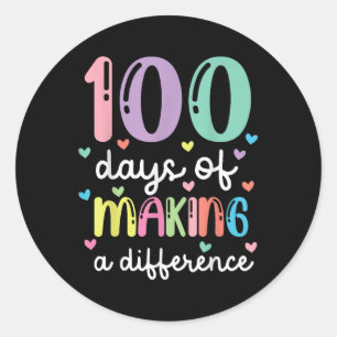 100 dagar Skapar skillnad 100 dagar i skolan Runt Klistermärke
