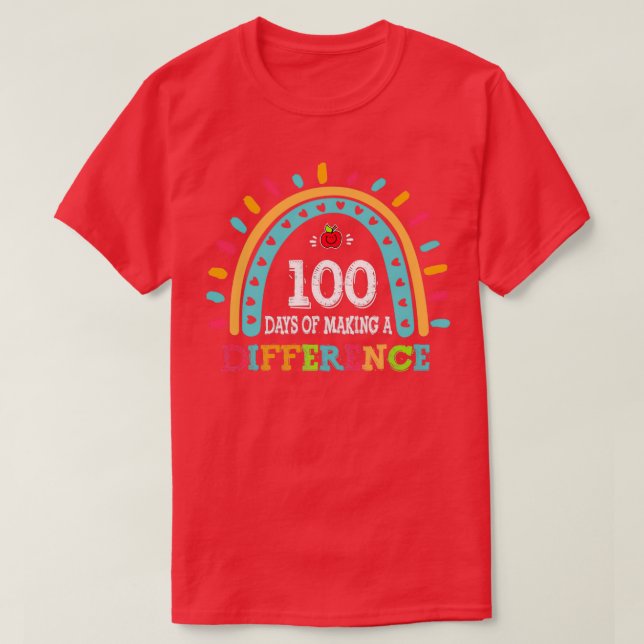100 dagar Skapar skillnad 100 skoldag T Shirt (Design framsida)