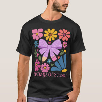 100 Dagar Skol Coquette Bow Pennskaft Boho Blommig T Shirt