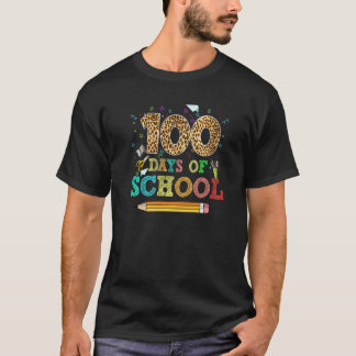 100 Dagar Skola För Lärare Barn Studenter Leop T Shirt