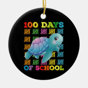 100 Dagar Skola Sköldpadda Lärare Elev Julgransprydnad Keramik