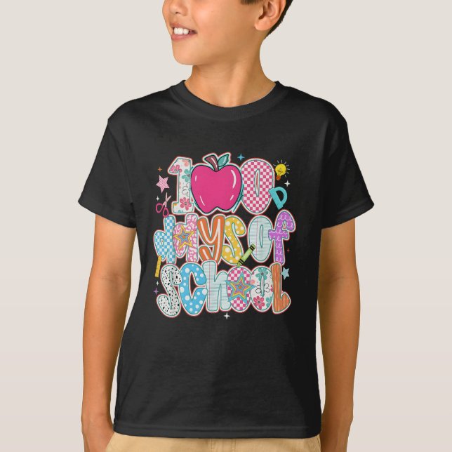 100 dagar skola Söt färgglad 100:e dag T Shirt (Framsida)