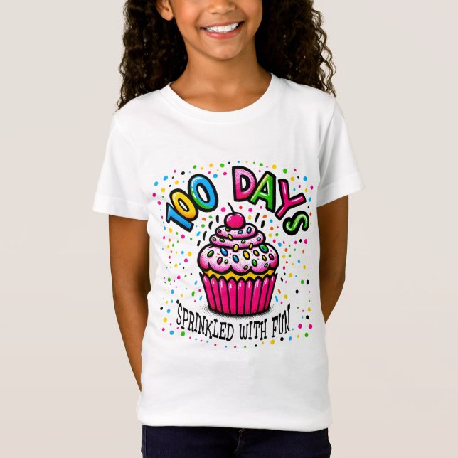 100 dagar Skola Sprinkled med Roligt T Shirt (Framsida)