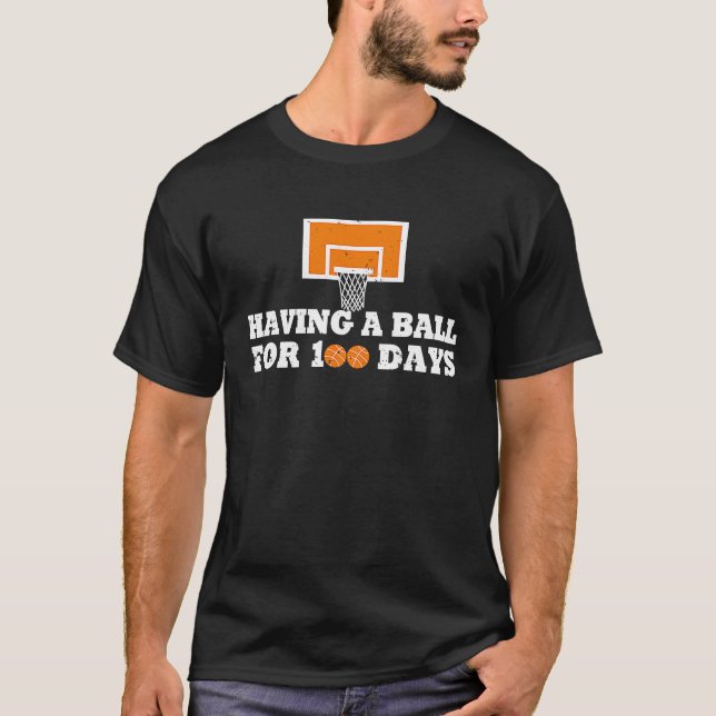 100 dagar skolbasket 100 dagar Bollar för T Shirt (Framsida)