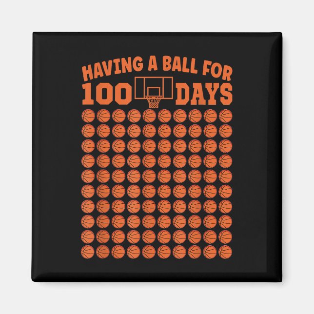 100 dagar skolbasket 100 dagar för pojkar magnet (Framsidan)