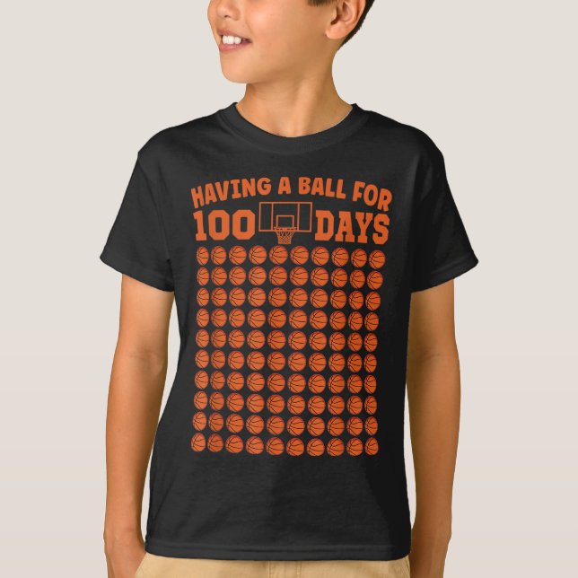 100 dagar skolbasket 100 dagar för pojkar t shirt (Framsida)