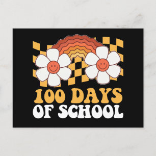 100 dagar skolblomma regnbåge Groovy Retro Vykort
