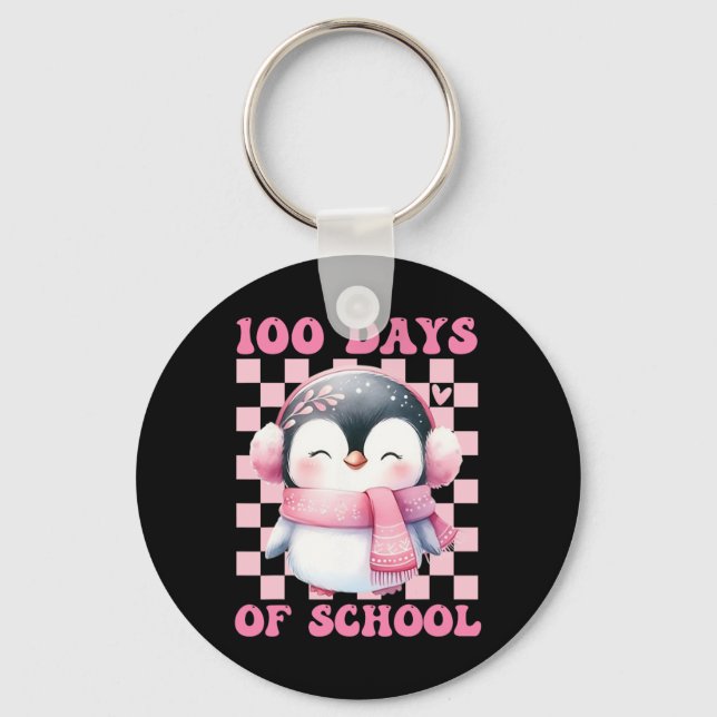 100 dagar skolcute Penguin med Ckpack School Nyckelring (Framsida)