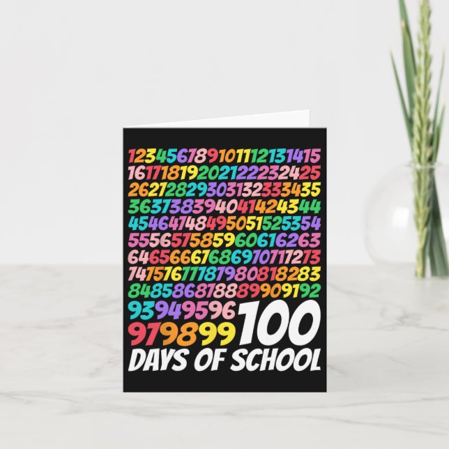 100 dagar skoldag 100 dagar Cute Math Numbers Tea Kort (Framsida)