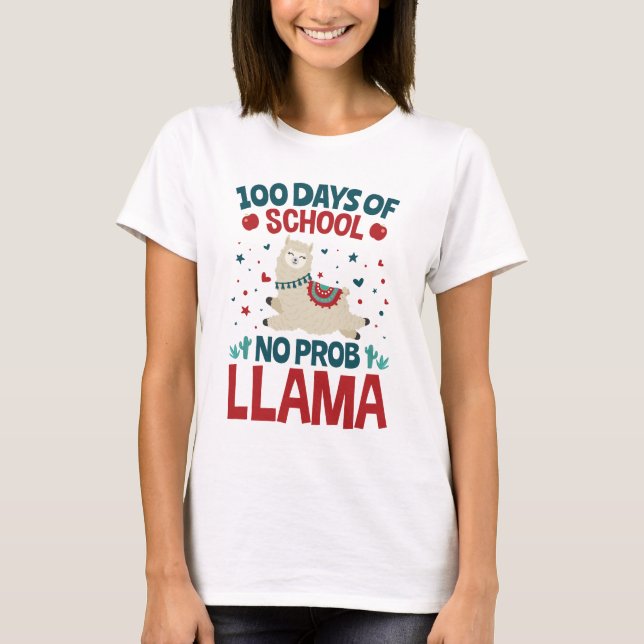 100 dagar skoldag nr Prob Llama T Shirt (Framsida)
