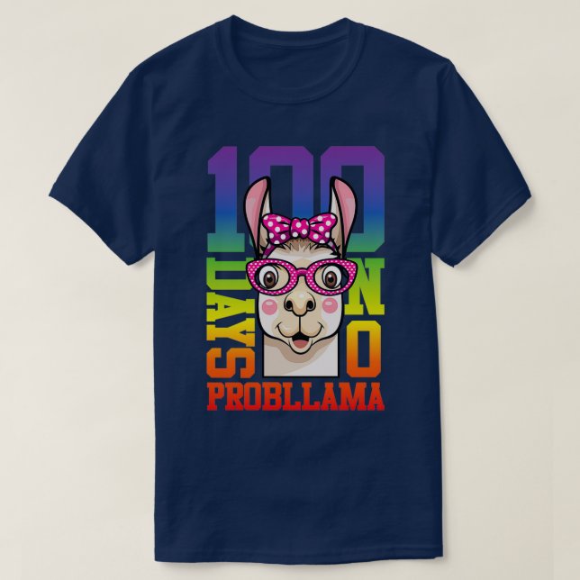 100 dagar skoldag utan Probllama Funny LLama T Shirt (Design framsida)
