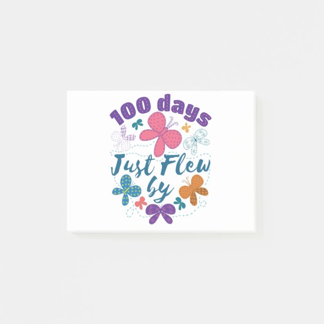 100 dagar skolfjäril 100 dagar färdigt post-it block (Framsida)