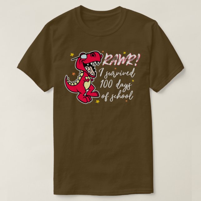 100 dagar skolgåva till dinosauribarn t shirt (Design framsida)