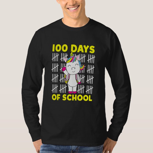 100 dagar skolklut Unicorn med ryggsäck Scho T Shirt (Framsida)