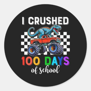 100 dagar skolmonster Lastbil 100 dagar Dinosa Runt Klistermärke