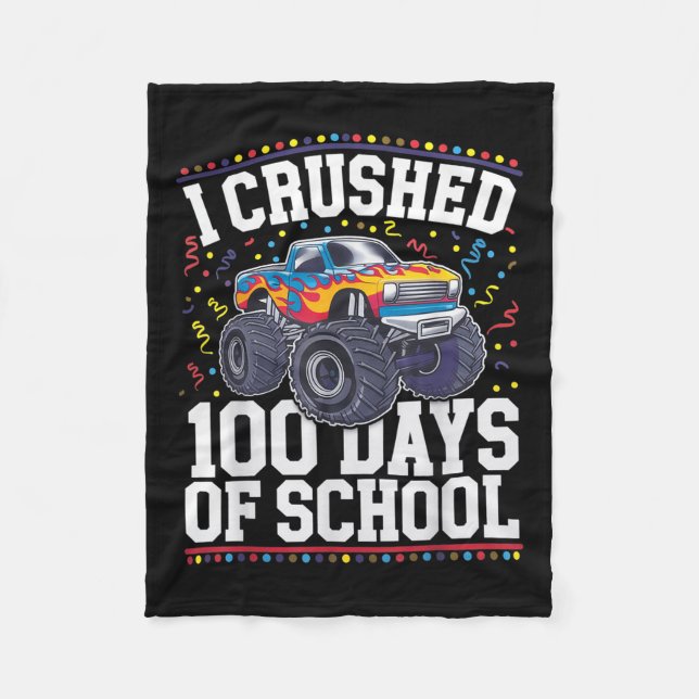 100 dagar skolmonster Lastbil 100 dagar Fleecefilt (Framsidan)