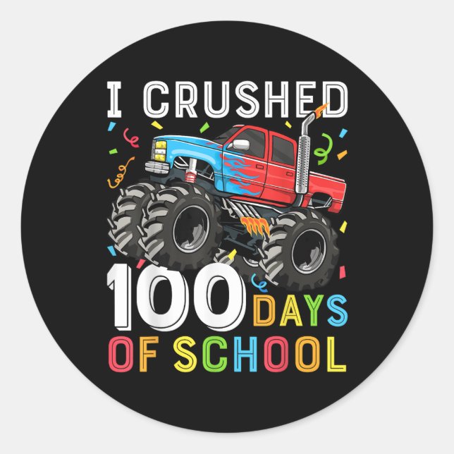 100 dagar skolmonster Lastbil 100 Scho-dagen Runt Klistermärke (Framsida)