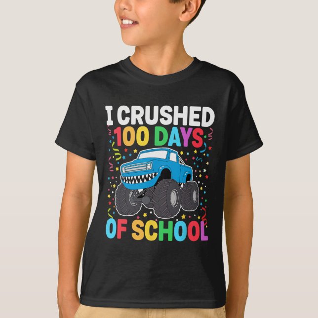 100 dagar skolmonster Lastbil 100 Scho-dagen T Shirt (Framsida)