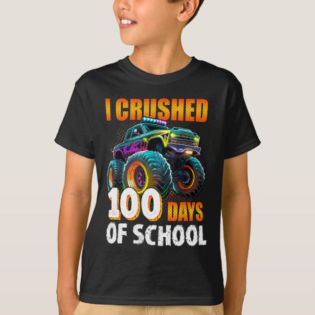 100 dagar skolmonster Lastbil 100 Scho-dagen T Shirt (Framsida)