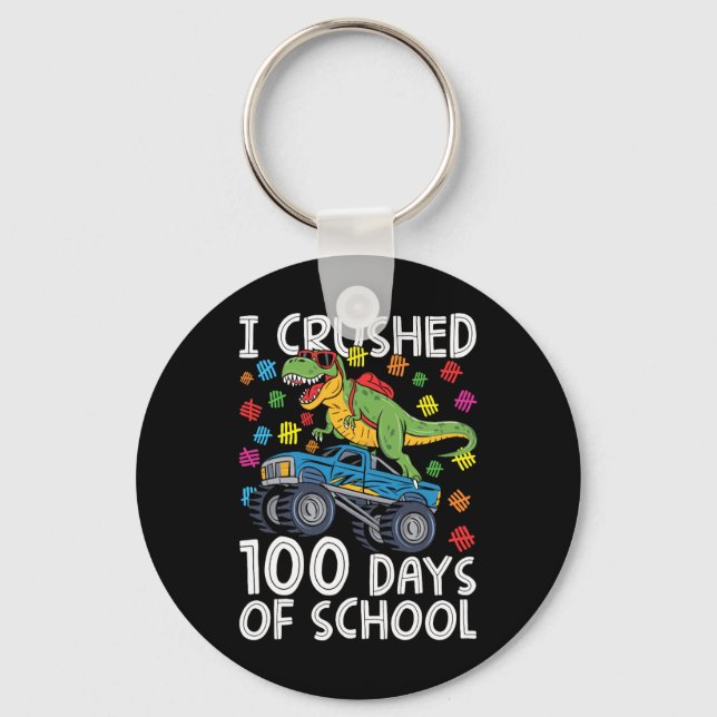 100 dagar skolmonster Lastbil T-rex 100 dagar O Nyckelring (Framsida)