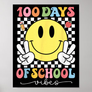 100 dagar skolvibes Cute Smile Ansikte 100 Poster