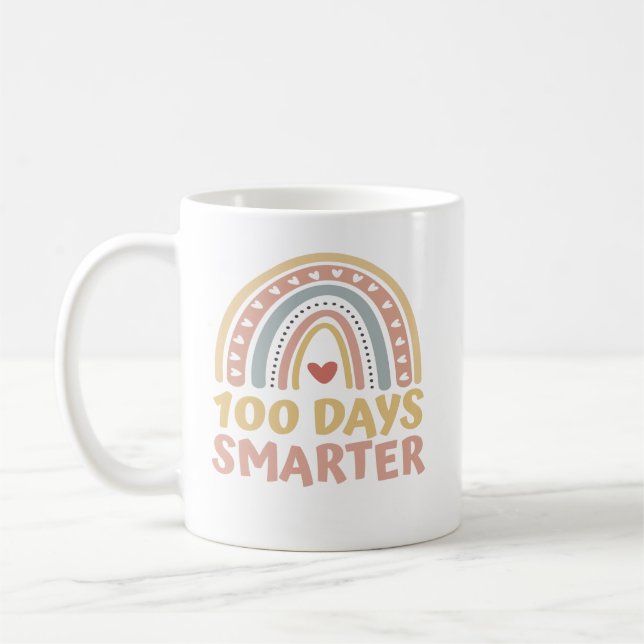 100 dagar Smartare 100 dagar skolBoho-regnbåge Kaffemugg (Vänster)