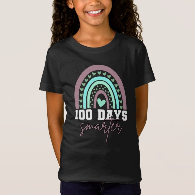 100 dagar Smartare 100-dagarsdag för skolregnbåge T Shirt (Framsida)