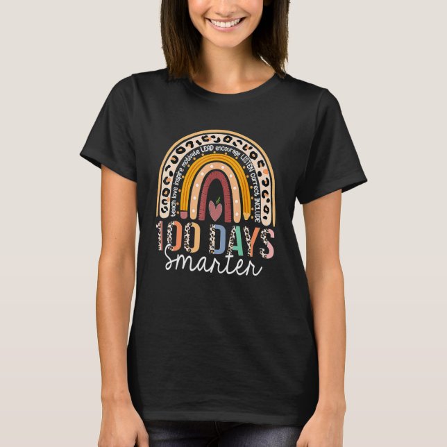 100 dagar smartare 100:e skoldagen regnbågsleopard t shirt (Framsida)