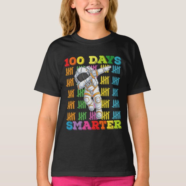 100 dagar smartare astronaut 100:e skoldagen t shirt (Framsida)