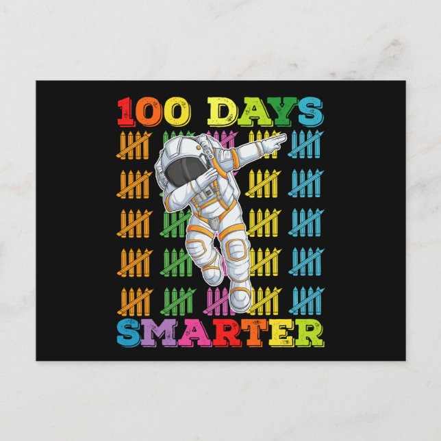 100 dagar smartare astronautdag 100 skoldagar vykort (Framsida)