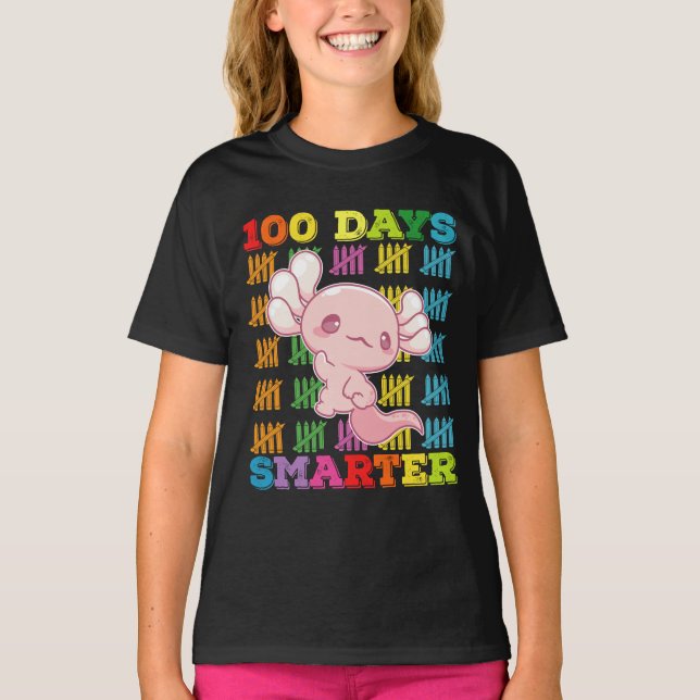 100 dagar Smartare Axolotl 100-dagarsdag i skolan T Shirt (Framsida)