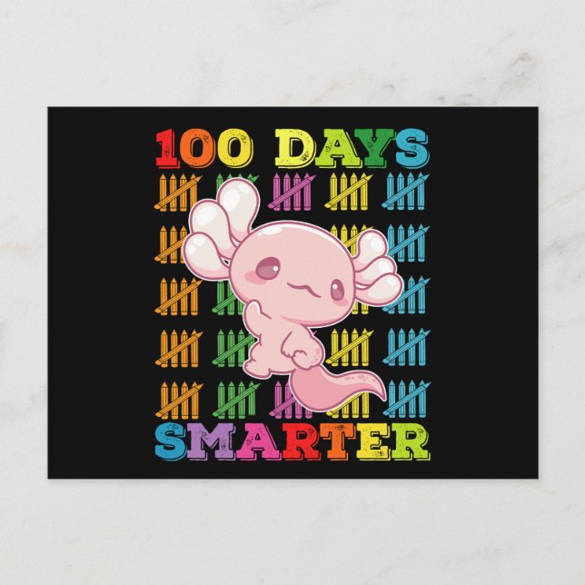 100 dagar Smartare Axolotl 100-dagarsdag i skolan Vykort (Framsida)