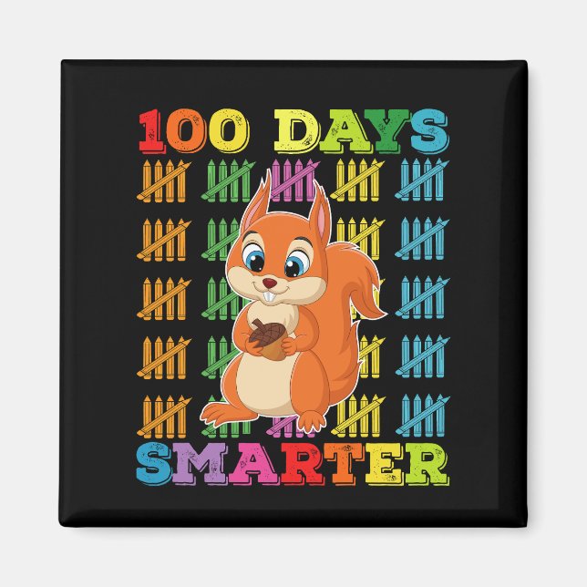 100 dagar smartare ekorre 100:e skoldagen magnet (Framsidan)