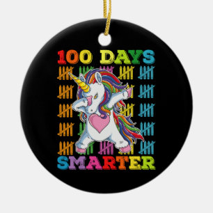 100 dagar smartare enhörning 100:e skoldagen julgransprydnad keramik