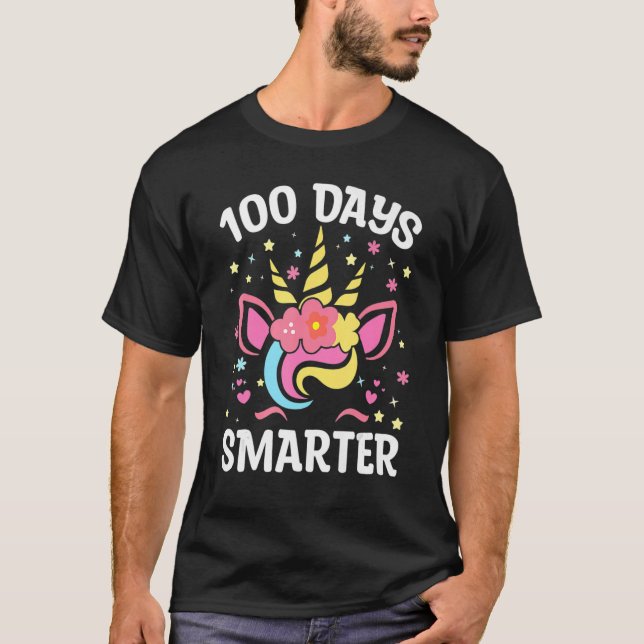 100 dagar smartare enhörningsflickor lärare 100:e  t shirt (Framsida)