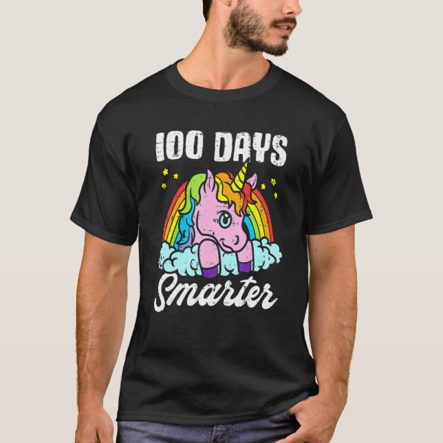 100 dagar smartare enhörningsflickor lärare 100:e  t shirt (Framsida)