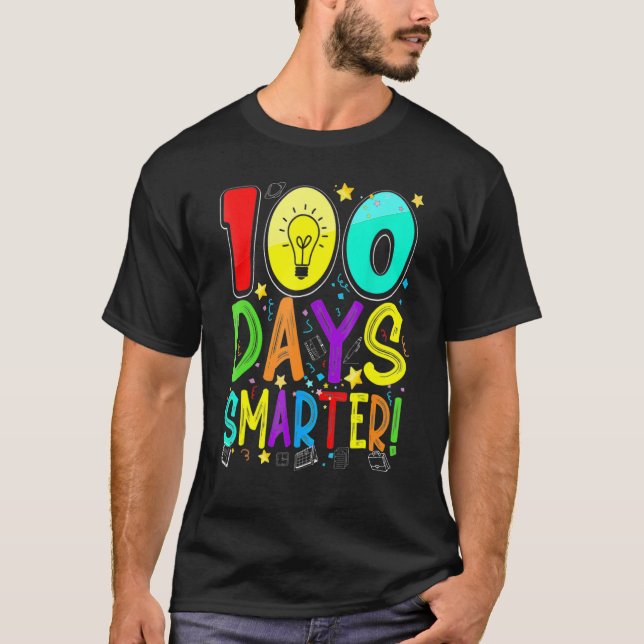 100 dagar smartare Glad 100:e skoldagen elev T Shirt (Framsida)