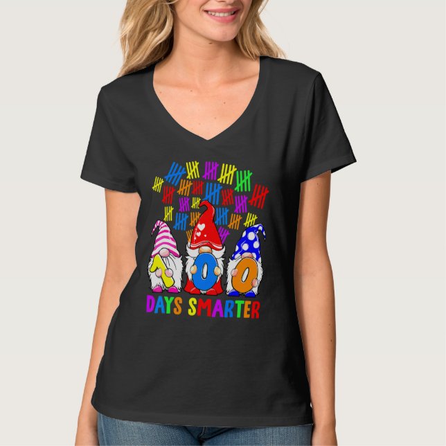 100 dagar smartare Gnomes söta glada 100-årsdag Sc T Shirt (Framsida)
