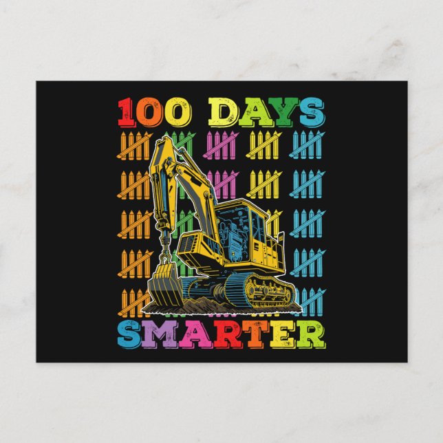 100 dagar Smartare grävmaskin 100 skoldag Vykort (Framsida)