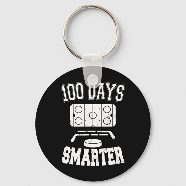 100 dagar Smartare hockey-sport 100-dagars skoldag Nyckelring (Framsida)