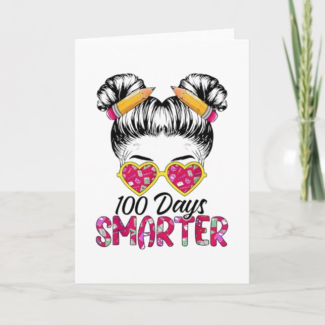 100 dagar smartare lärare hår hjärta kort (Framsida)