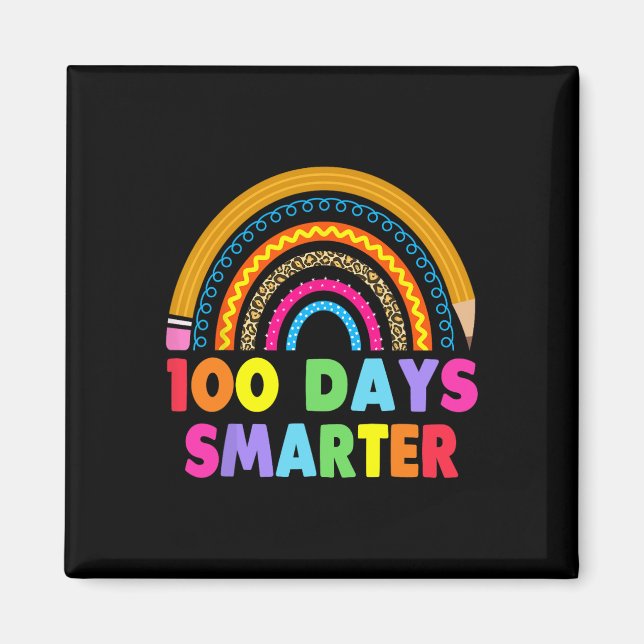 100 dagar Smartare Lycklig 100 dagar med skolregnb Magnet (Framsidan)