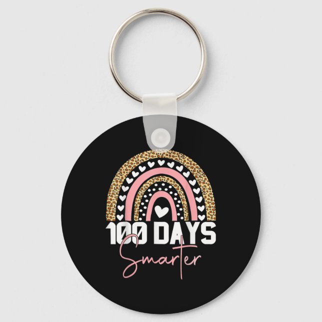 100 dagar Smartare Lycklig 100 dagar med skolregnb Nyckelring (Framsida)
