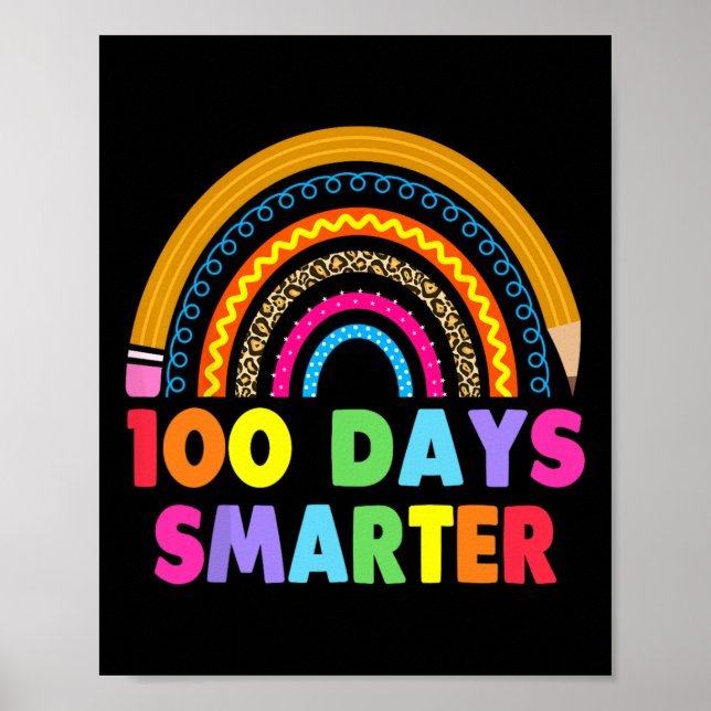100 dagar Smartare Lycklig 100 dagar med skolregnb Poster (Framsidan)